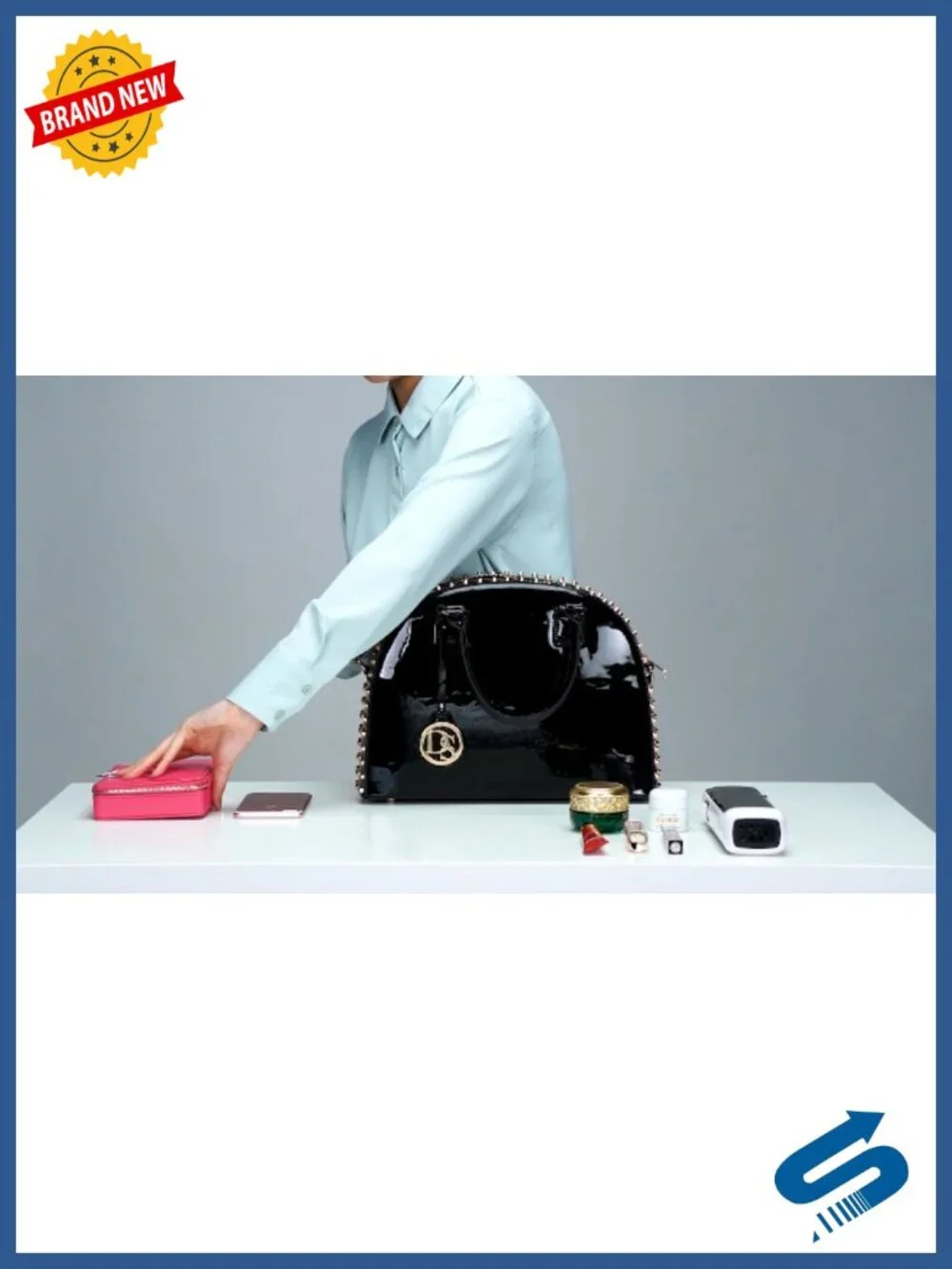 Patent Leather Dome Satchel Purse: Structured Work Tote with Shoulder Strap